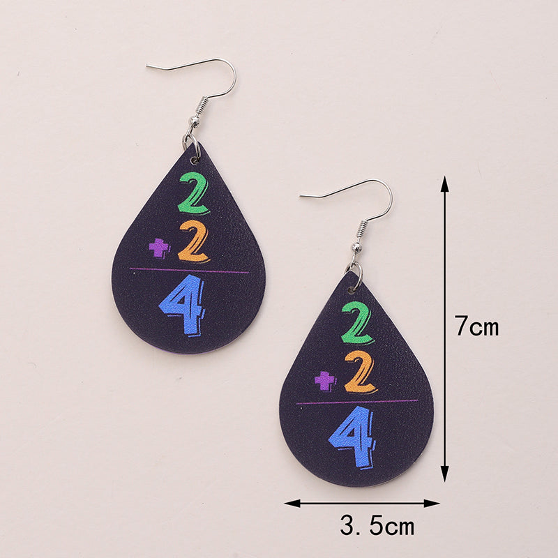 1 Pair Simple Style Number Heart Shape Apple Pu Leather Drop Earrings