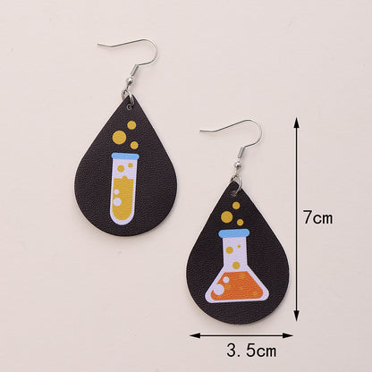 1 Pair Simple Style Number Heart Shape Apple Pu Leather Drop Earrings