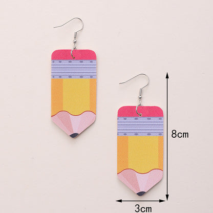 1 Pair Simple Style Number Heart Shape Apple Pu Leather Drop Earrings