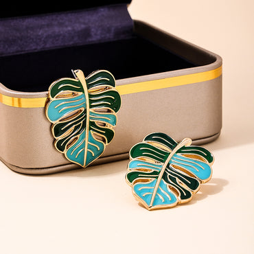 1 Pair Simple Style Leaf Enamel Alloy Zinc Ear Studs