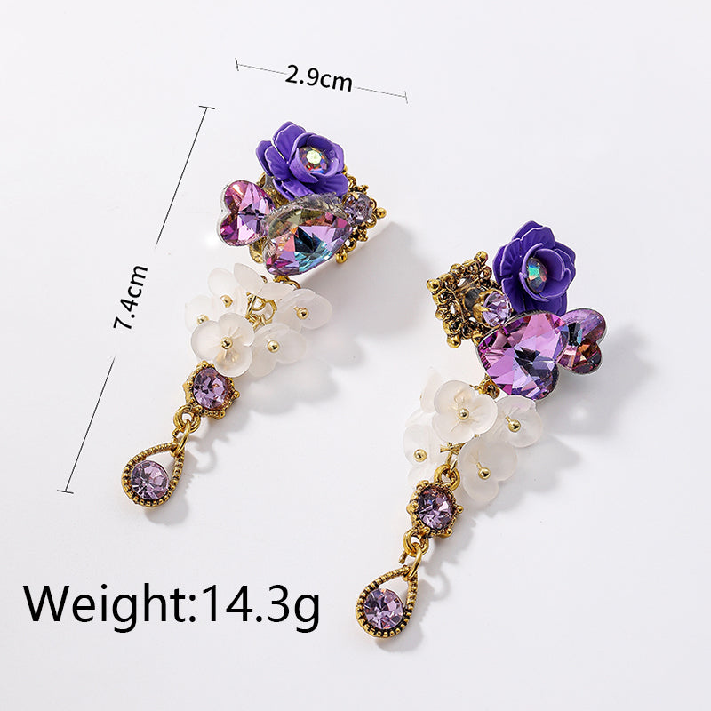 1 Pair Ig Style Elegant Shiny Water Droplets Inlay Alloy Artificial Crystal Drop Earrings