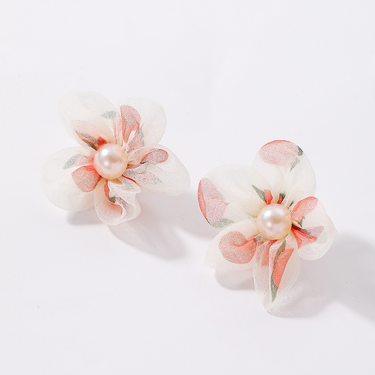 1 Pair Ig Style Sweet Flower Inlay Alloy Artificial Pearls Ear Studs