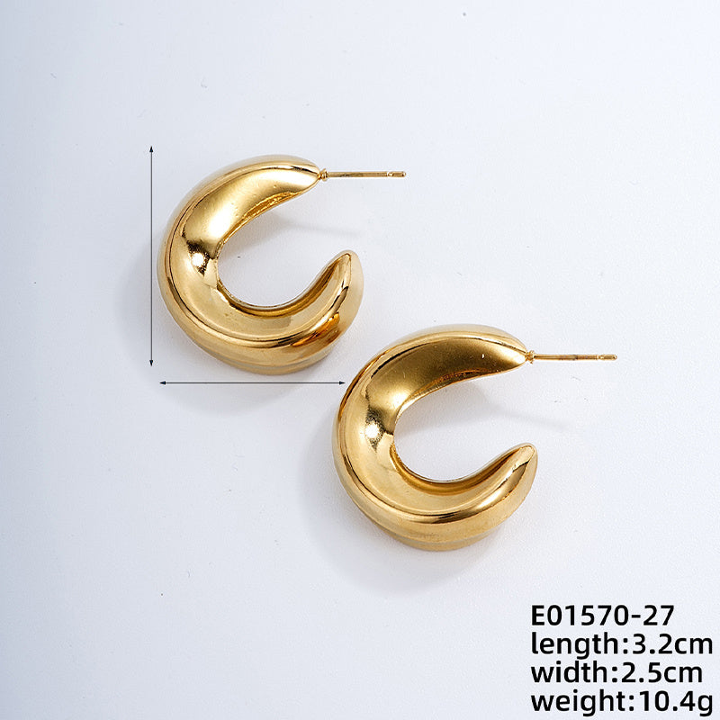 1 Piece Ig Style Simple Style Solid Color Plating Stainless Steel Gold Plated Ear Studs