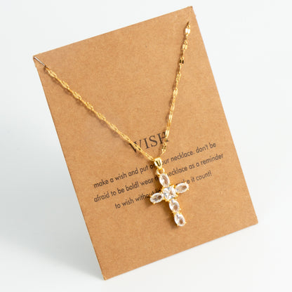 Simple Style Cross Stainless Steel Plating Inlay Zircon 18k Gold Plated Silver Plated Pendant Necklace