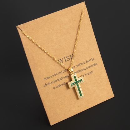 Simple Style Cross Stainless Steel Plating Inlay Zircon 18k Gold Plated Silver Plated Pendant Necklace