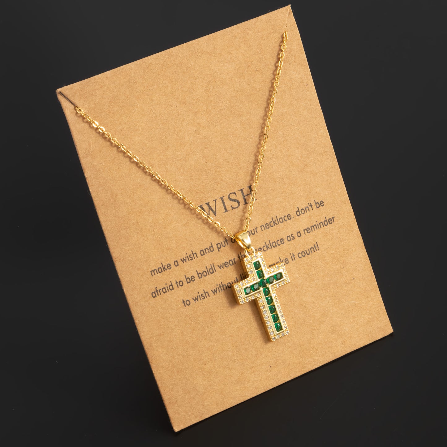 Hip-hop Cross Titanium Steel Inlay Zircon 18k Gold Plated Pendant Necklace