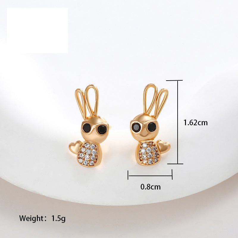 1 Pair Cute Xuping Sweet Rabbit Plating Copper Alloy 18k Gold Plated Ear Studs