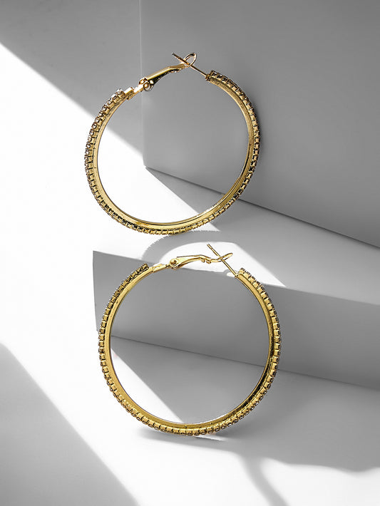 1 Pair Elegant Korean Style Round Inlay Alloy Artificial Rhinestones Earrings