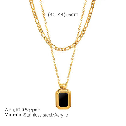 Vintage Style Simple Style Square Arylic Titanium Steel Plating 18k Gold Plated Women's Necklace