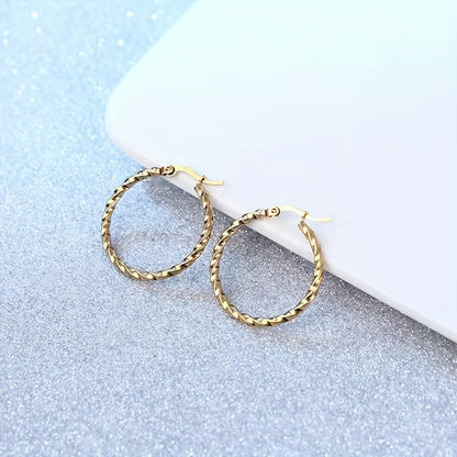 1 Pair Lady Round Plating Stainless Steel Gold Plated Earrings