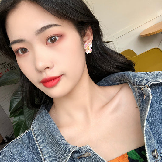 Korean Colorful Flower Earrings New Simple Super Fairy Earrings Sweet Girl Earrings Wholesale Gooddiy