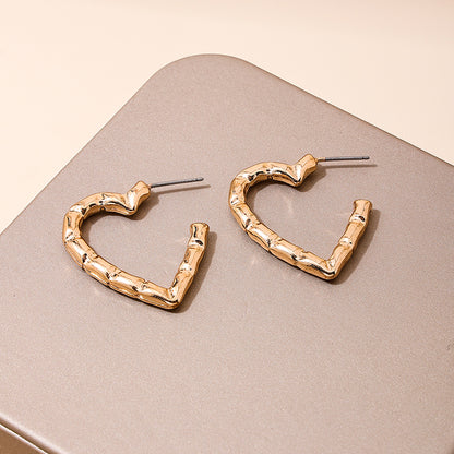 1 Pair Cute Simple Style Heart Shape Alloy Zinc Earrings