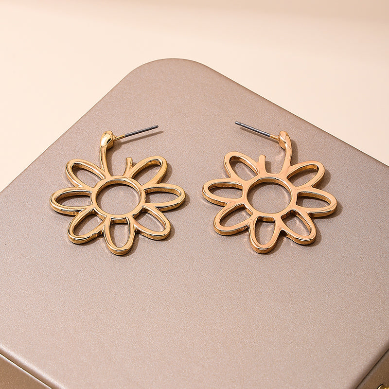 1 Pair Sweet Simple Style Flower Alloy Zinc Drop Earrings