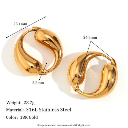 1 Pair Simple Style Classic Style Solid Color Plating Stainless Steel 18k Gold Plated Earrings