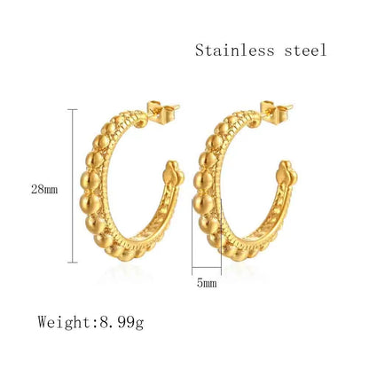 1 Pair Elegant Vintage Style French Style C Shape Polishing Plating Stainless Steel 18k Gold Plated Earrings