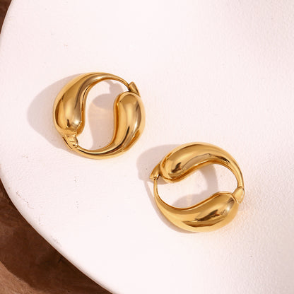 1 Pair Simple Style Classic Style Solid Color Plating Stainless Steel 18k Gold Plated Earrings