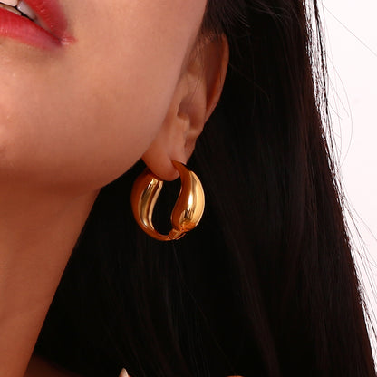 1 Pair Simple Style Classic Style Solid Color Plating Stainless Steel 18k Gold Plated Earrings