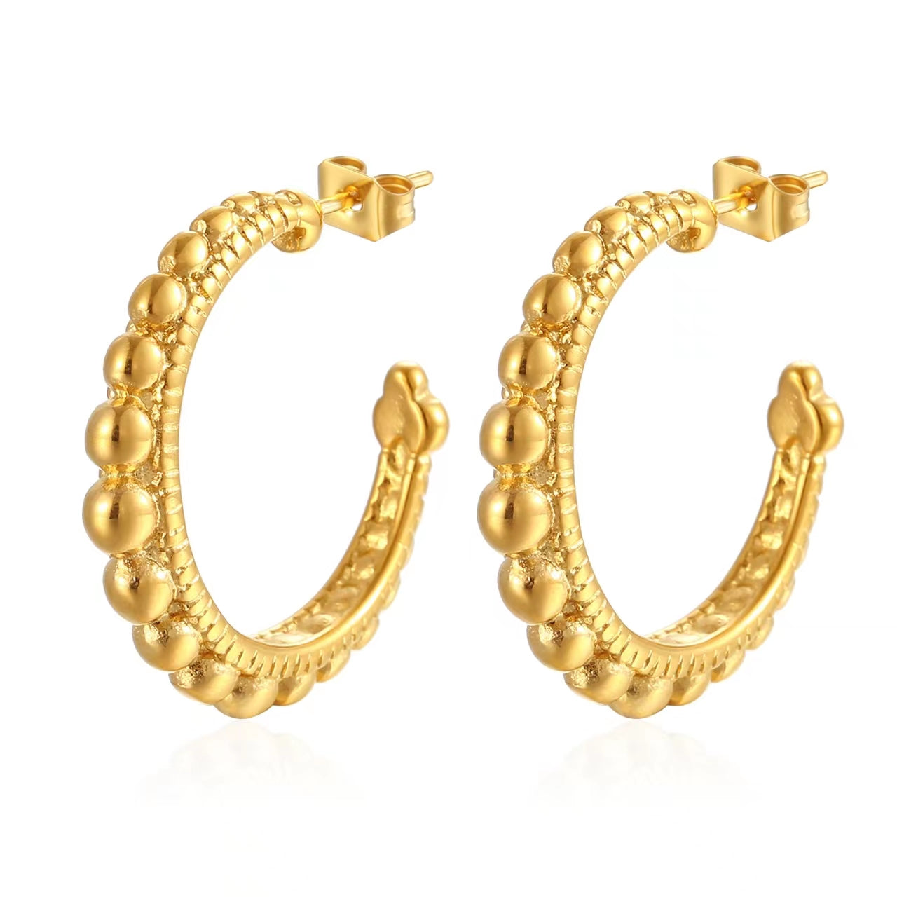 1 Pair Elegant Vintage Style French Style C Shape Polishing Plating Stainless Steel 18k Gold Plated Earrings