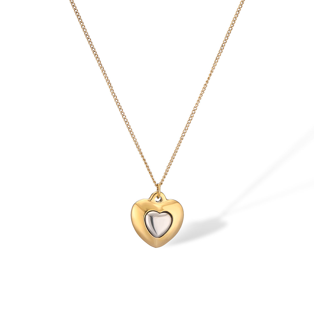 Simple Style Commute Heart Shape Titanium Steel Plating Inlay Zircon 18k Gold Plated Necklace