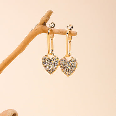 1 Pair Simple Style Classic Style Heart Shape Inlay Alloy Zinc Zircon Drop Earrings