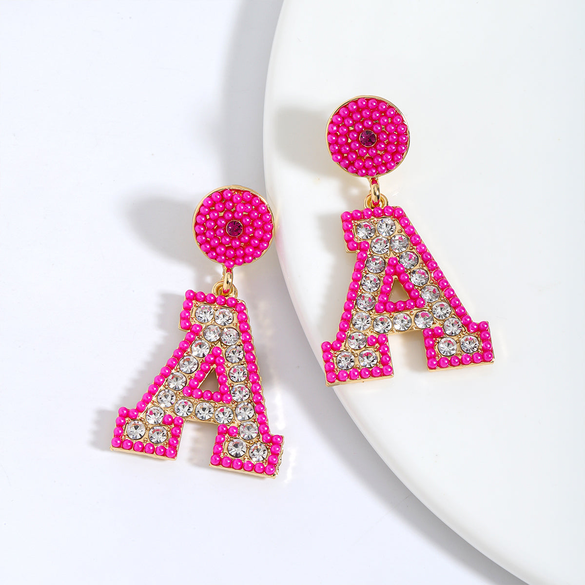 1 Pair Casual Elegant Letter Polishing Plating Inlay Alloy Acrylic Gold Plated Silver Plated Drop Earrings