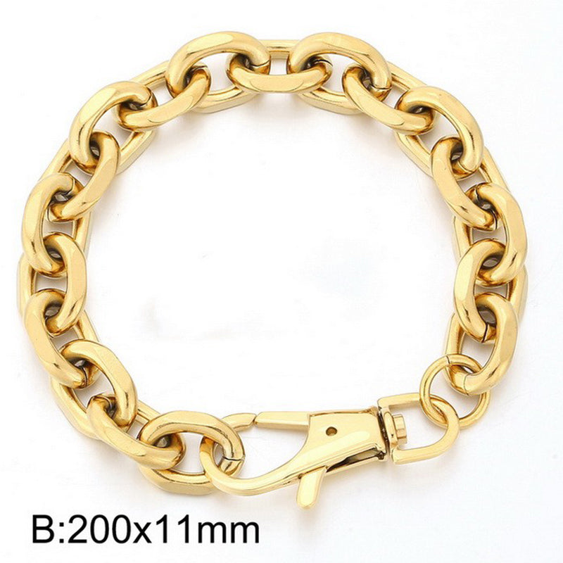 Simple Style Solid Color Titanium Steel Chain Bracelets