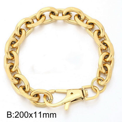 Simple Style Solid Color Titanium Steel Chain Bracelets