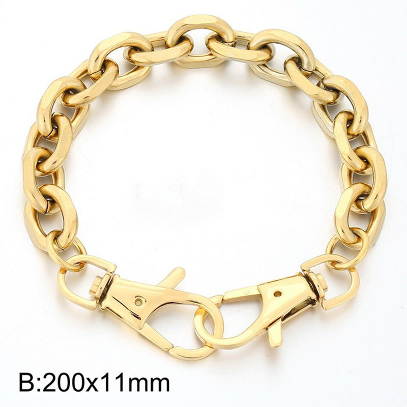 Simple Style Solid Color Titanium Steel Chain Bracelets