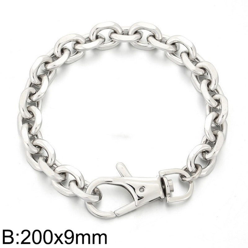 Simple Style Solid Color Titanium Steel Chain Bracelets