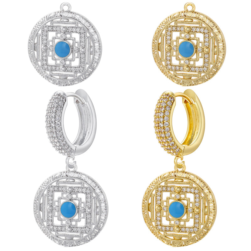 1 Pair Hip-hop Vintage Style Round Plating Inlay Copper Zircon 18k Gold Plated Drop Earrings