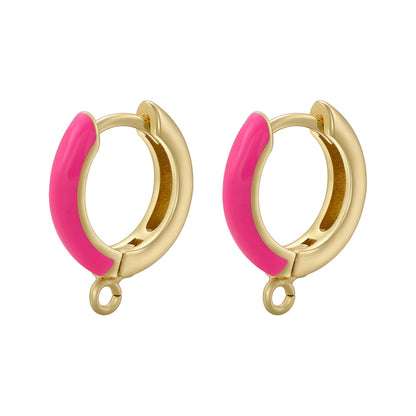 1 Pair Casual Elegant Simple Style Round Enamel Plating Copper 18k Gold Plated Drop Earrings