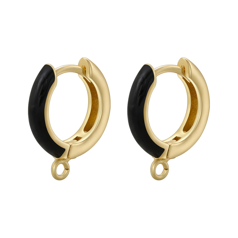 1 Pair Casual Elegant Simple Style Round Enamel Plating Copper 18k Gold Plated Drop Earrings