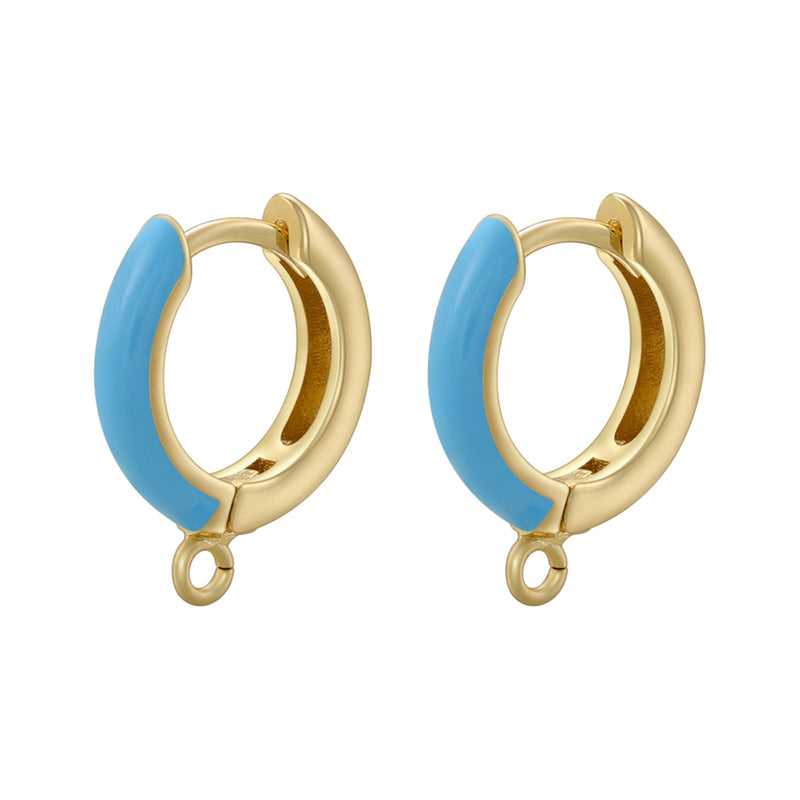 1 Pair Casual Elegant Simple Style Round Enamel Plating Copper 18k Gold Plated Drop Earrings