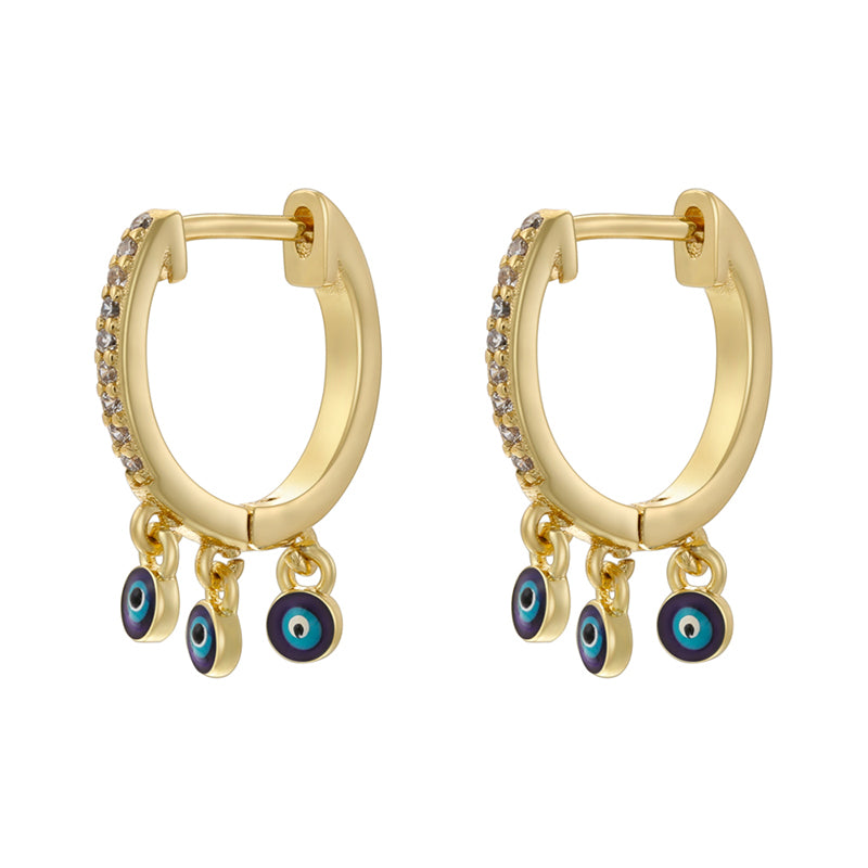 1 Pair Hip-hop Vintage Style Devil's Eye Enamel Plating Inlay Copper Zircon 18k Gold Plated Drop Earrings