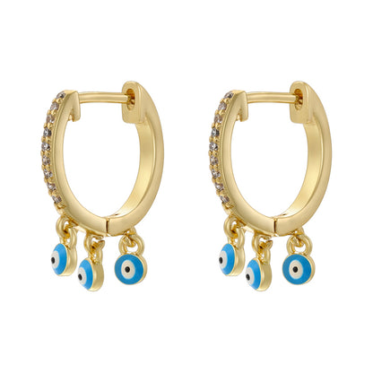 1 Pair Hip-hop Vintage Style Devil's Eye Enamel Plating Inlay Copper Zircon 18k Gold Plated Drop Earrings