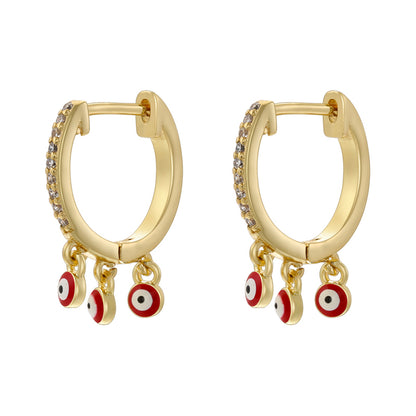 1 Pair Hip-hop Vintage Style Devil's Eye Enamel Plating Inlay Copper Zircon 18k Gold Plated Drop Earrings