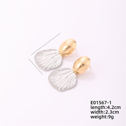 1 Pair Simple Style Classic Style Shell Irregular Plating Stainless Steel Gold Plated Drop Earrings