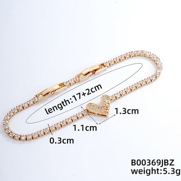 Simple Style Classic Style Heart Shape Copper Plating Inlay Zircon Gold Plated Silver Plated Bracelets