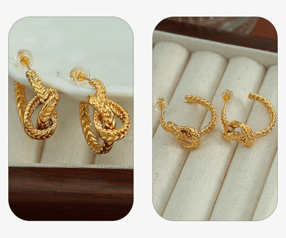 1 Pair Elegant Simple Style Twist Irregular Plating Titanium Steel 18k Gold Plated Ear Studs