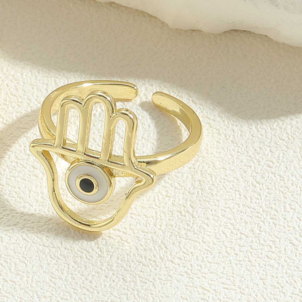 Vintage Style Simple Style Palm Copper Plating Inlay Zircon 14k Gold Plated Open Rings