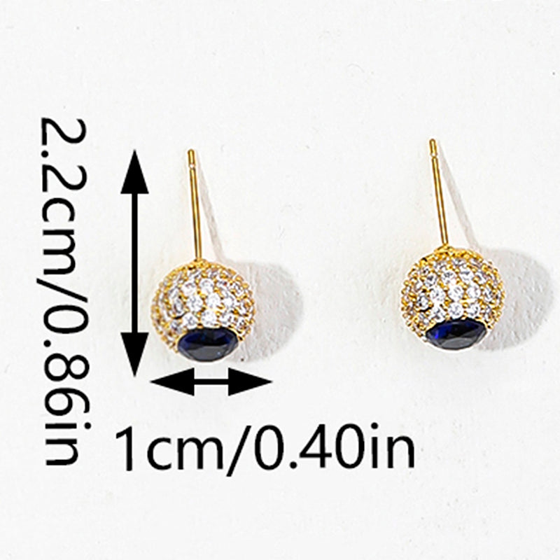 1 Pair Elegant Luxurious Round Inlay Copper Zircon Ear Studs