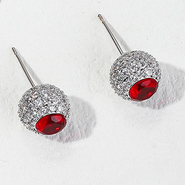 1 Pair Elegant Luxurious Round Inlay Copper Zircon Ear Studs