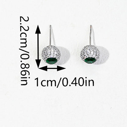 1 Pair Elegant Luxurious Round Inlay Copper Zircon Ear Studs