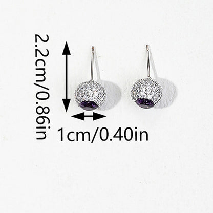 1 Pair Elegant Luxurious Round Inlay Copper Zircon Ear Studs