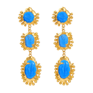 1 Pair Elegant Luxurious Geometric Plating Inlay Alloy Resin Gold Plated Drop Earrings