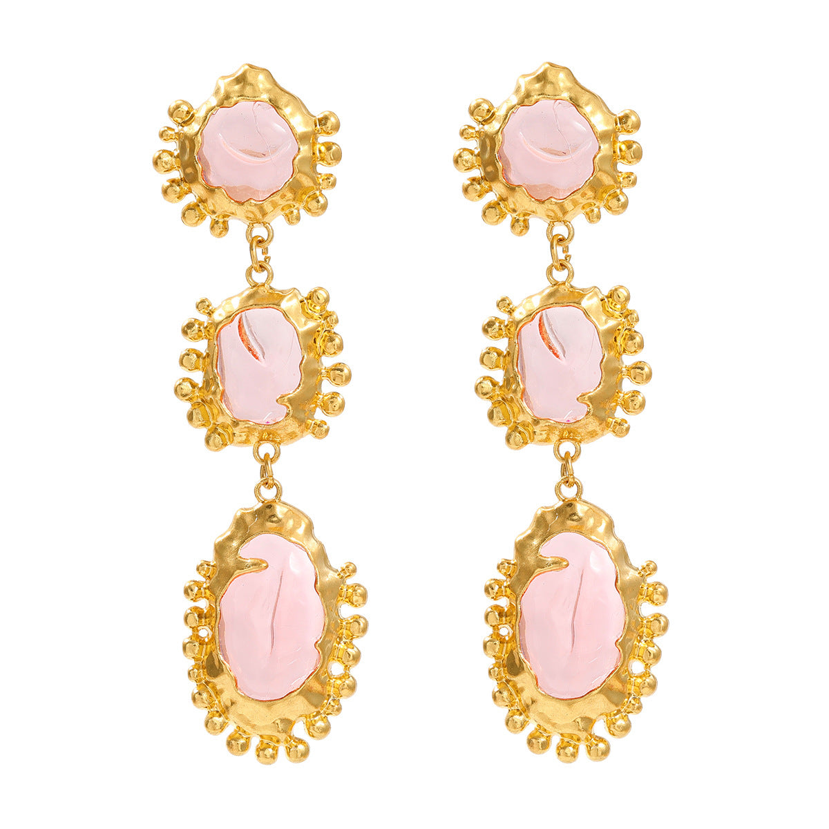 1 Pair Elegant Luxurious Geometric Plating Inlay Alloy Resin Gold Plated Drop Earrings