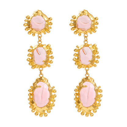 1 Pair Elegant Luxurious Geometric Plating Inlay Alloy Resin Gold Plated Drop Earrings