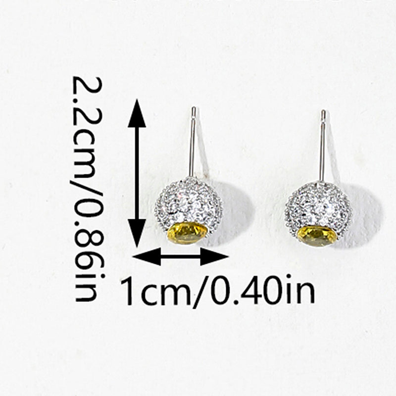 1 Pair Elegant Luxurious Round Inlay Copper Zircon Ear Studs
