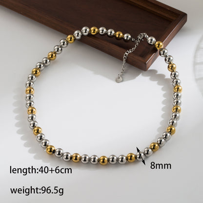 Ig Style Basic Round Stainless Steel Beaded Plating 18k Gold Plated Bracelets Necklace