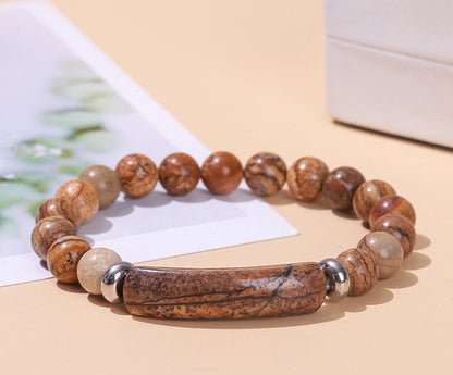 Simple Style Geometric Stainless Steel Natural Stone Polishing Bracelets